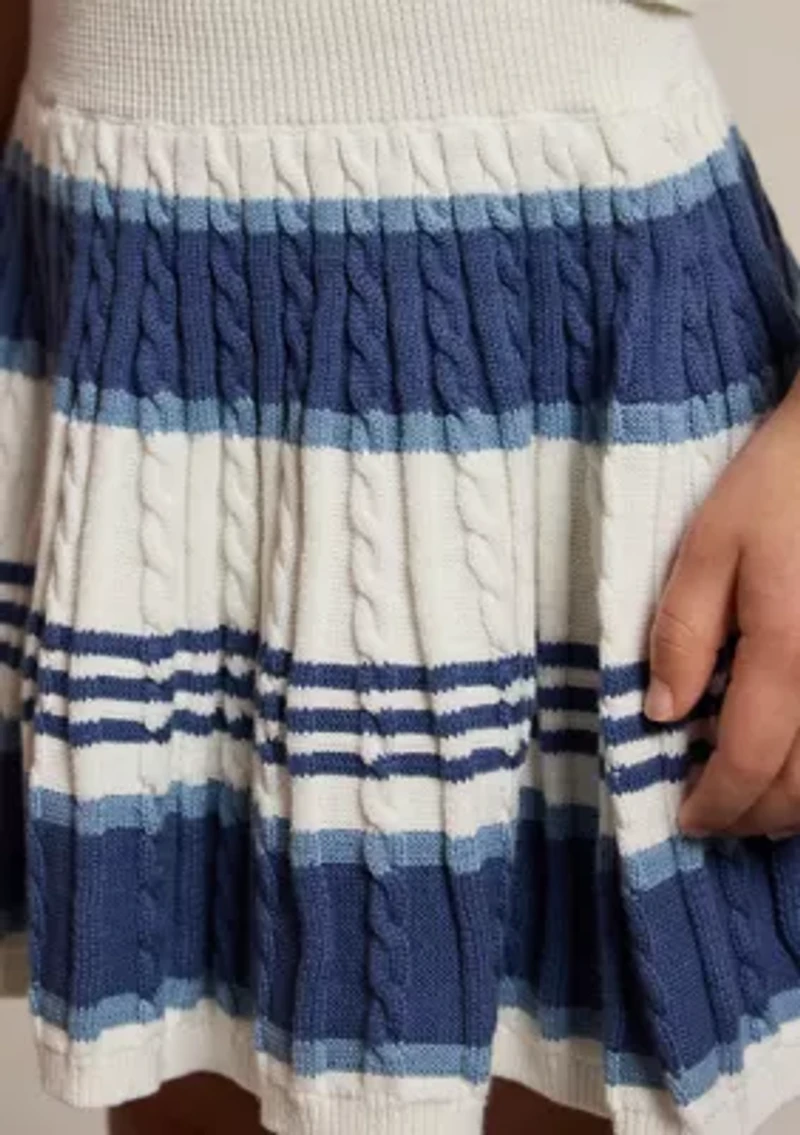 Girls 2-6x Striped Cable Cotton Sweater & Skirt