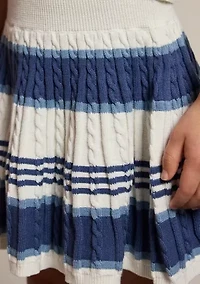 Girls 2-6x Striped Cable Cotton Sweater & Skirt
