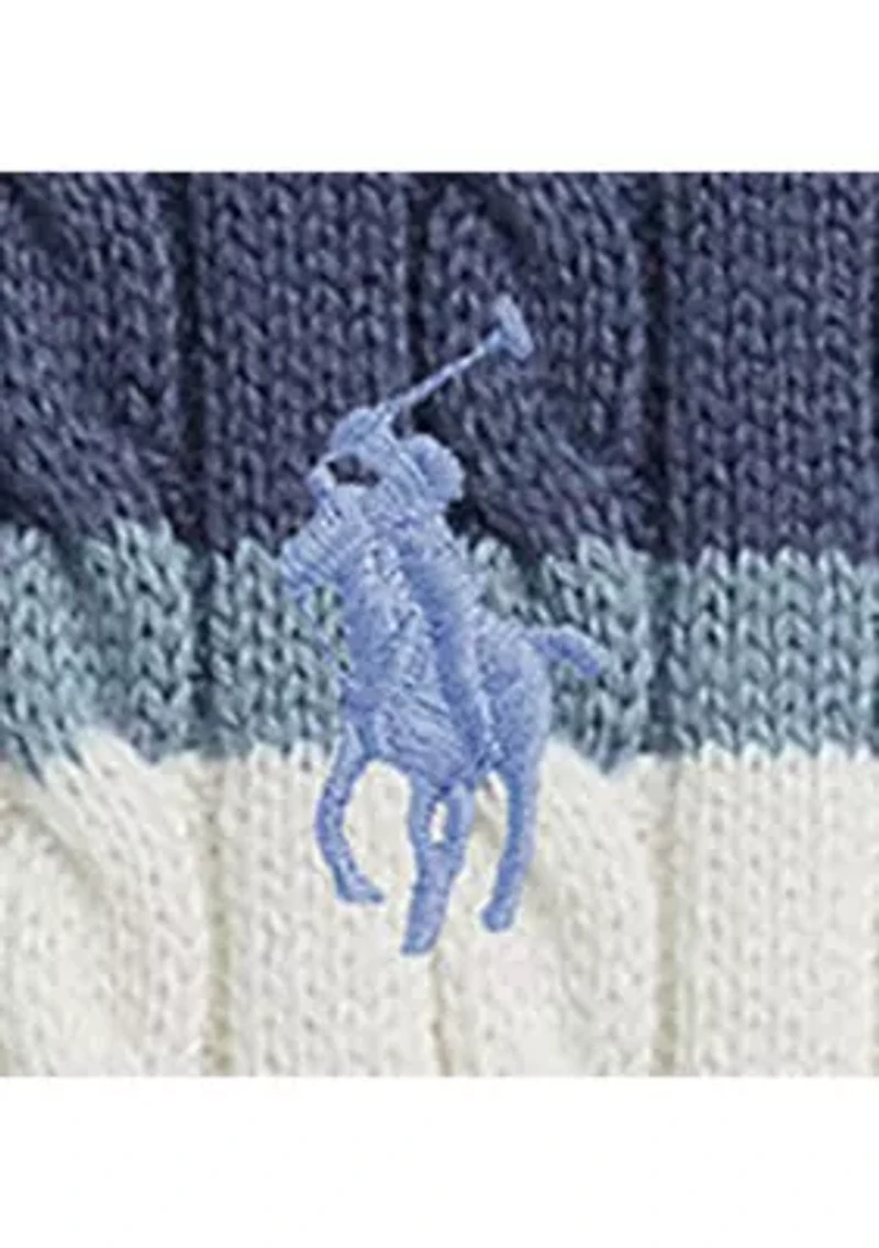 Girls 2-6x Striped Cable Cotton Sweater & Skirt