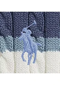 Girls 2-6x Striped Cable Cotton Sweater & Skirt