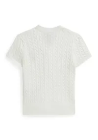 Girls 2-6x Polo Bear Cable Cotton V-Neck Cardigan