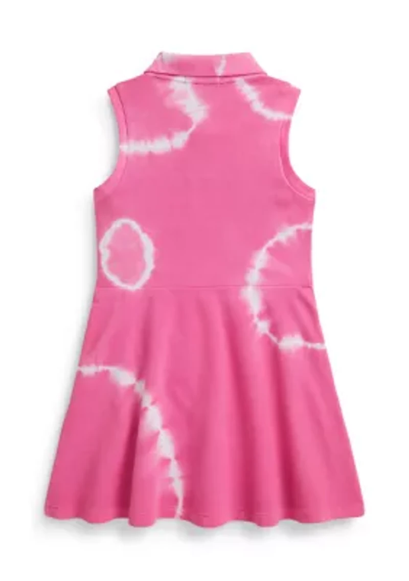 Girls 2-6x Tie-Dye Faux-Wrap Mesh Polo Dress