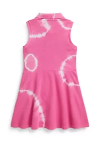 Girls 2-6x Tie-Dye Faux-Wrap Mesh Polo Dress