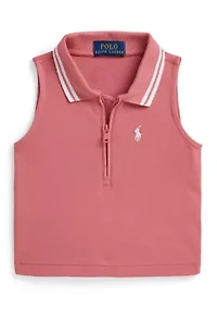 Girls 2-6x Stretch Mesh Half-Zip Boxy Polo Shirt