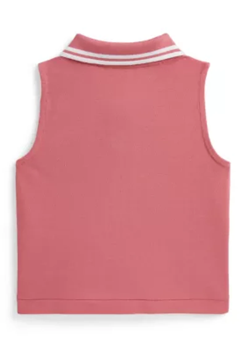 Girls 2-6x Stretch Mesh Half-Zip Boxy Polo Shirt