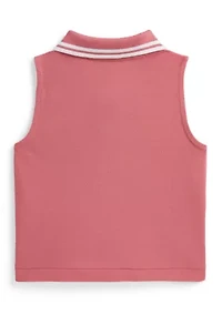 Girls 2-6x Stretch Mesh Half-Zip Boxy Polo Shirt