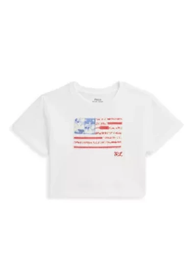 Girls 2-6x Floral Flag Cotton Jersey Boxy Tee