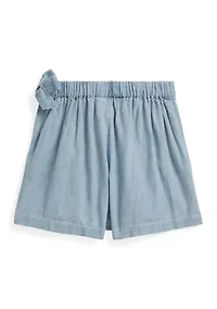 Girls 2-6 Indigo Chambray Faux-Wrap Skorts