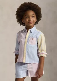 Girls 2-6x Striped Cotton Oxford Boxy Fun Shirt