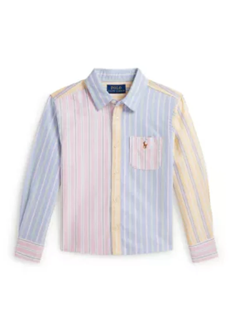 Girls 2-6x Striped Cotton Oxford Boxy Fun Shirt