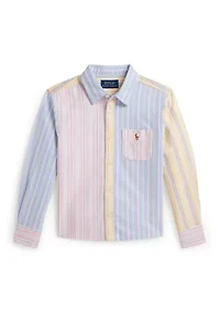 Girls 2-6x Striped Cotton Oxford Boxy Fun Shirt
