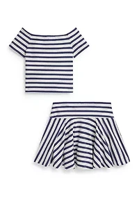 Girls 2-6x Striped Stretch Jersey T-Shirt & Skort