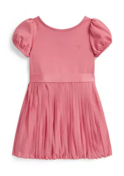 Girls 2-6x Pleated Stretch Ponte Dress