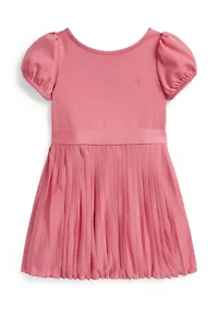 Girls 2-6x Pleated Stretch Ponte Dress