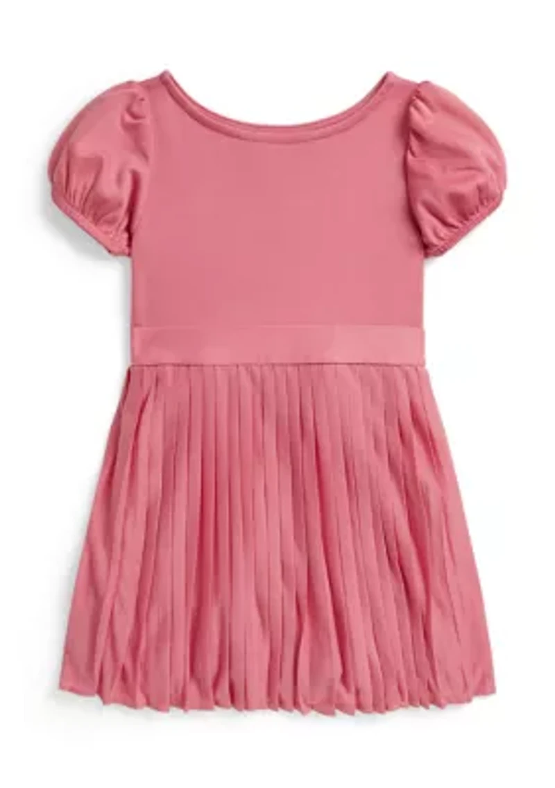 Girls 2-6x Pleated Stretch Ponte Dress
