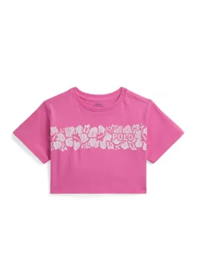 Girls 2-6x Floral-Print Logo Cotton Boxy T-Shirt