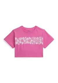 Girls 2-6x Floral-Print Logo Cotton Boxy T-Shirt