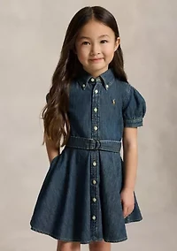 Girls 2-6x Belted Indigo Denim Shirtdress
