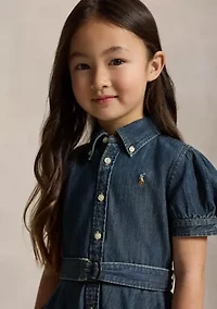 Girls 2-6x Belted Indigo Denim Shirtdress