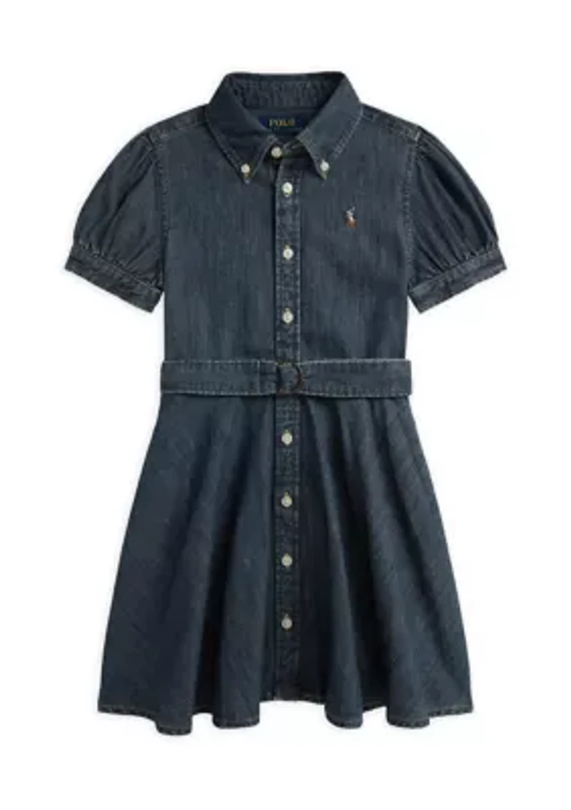 Girls 2-6x Belted Indigo Denim Shirtdress