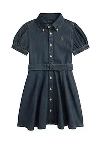 Girls 2-6x Belted Indigo Denim Shirtdress