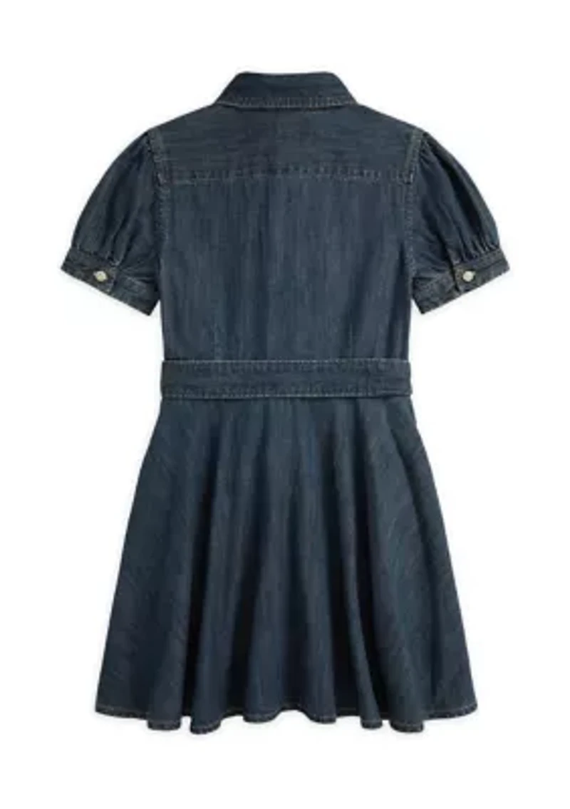 Girls 2-6x Belted Indigo Denim Shirtdress