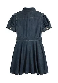 Girls 2-6x Belted Indigo Denim Shirtdress