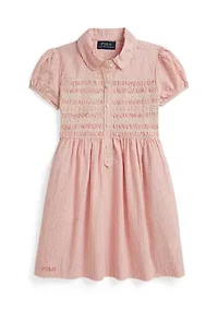 Girls 2-6 Striped Oxford Mesh Polo Dress
