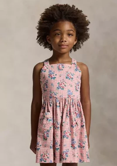 Girls 2-6x Floral-Print Slub Cotton Dress
