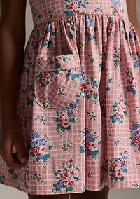 Girls 2-6x Floral-Print Slub Cotton Dress