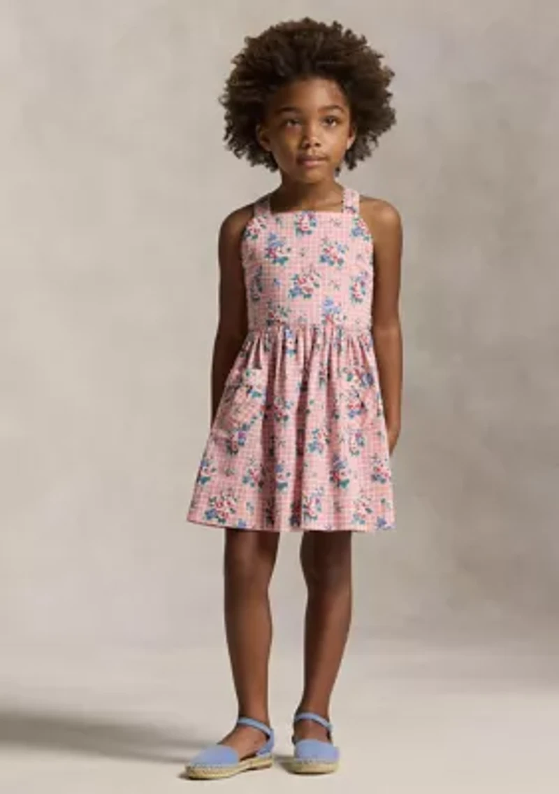Girls 2-6x Floral-Print Slub Cotton Dress