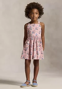 Girls 2-6x Floral-Print Slub Cotton Dress