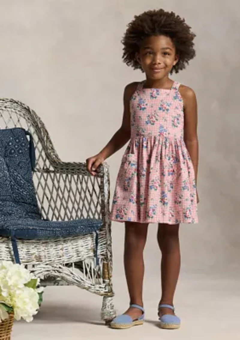 Girls 2-6x Floral-Print Slub Cotton Dress