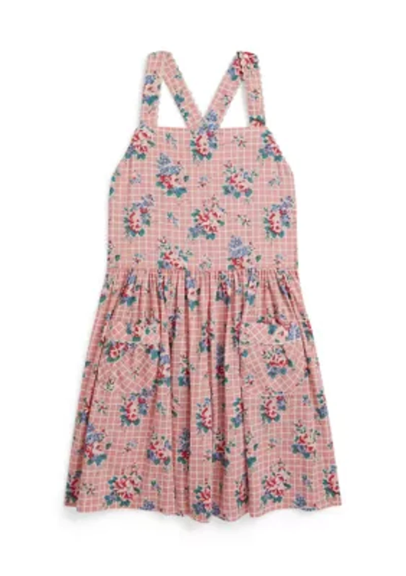 Girls 2-6x Floral-Print Slub Cotton Dress