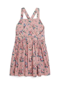 Girls 2-6x Floral-Print Slub Cotton Dress