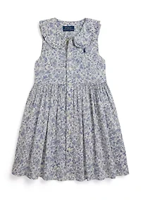 Girls 2-6 Floral Slub Cotton Shirtdress