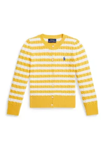 Girls 2-6x Striped Mini-Cable Cotton Cardigan