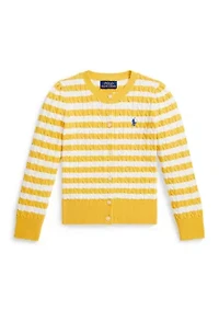 Girls 2-6x Striped Mini-Cable Cotton Cardigan