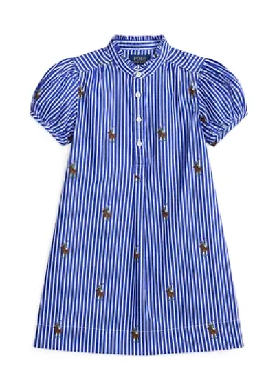 Girls 2-6x Polo Bear Striped Cotton Poplin Dress