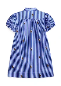 Girls 2-6x Polo Bear Striped Cotton Poplin Dress