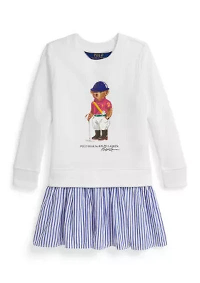 Girls 2-6x Polo Bear Striped-Skirt Fleece Dress