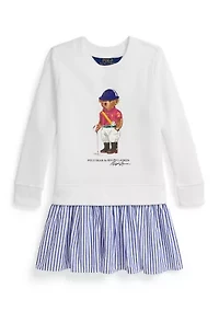 Girls 2-6x Polo Bear Striped-Skirt Fleece Dress