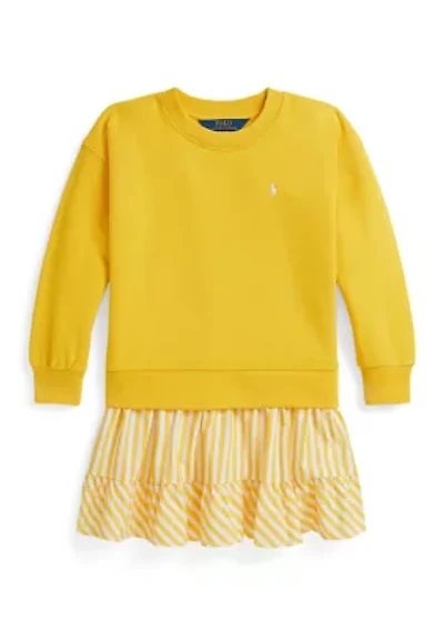 Girls 2-6x Striped-Skirt Loopback Fleece Dress