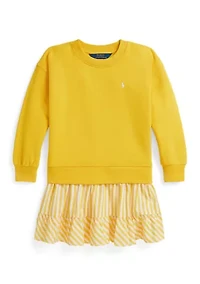 Girls 2-6x Striped-Skirt Loopback Fleece Dress