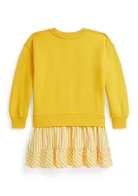 Girls 2-6x Striped-Skirt Loopback Fleece Dress