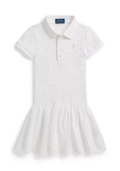 Girls 2-6x Smocked Stretch Mesh Polo Dress