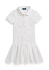 Girls 2-6x Smocked Stretch Mesh Polo Dress