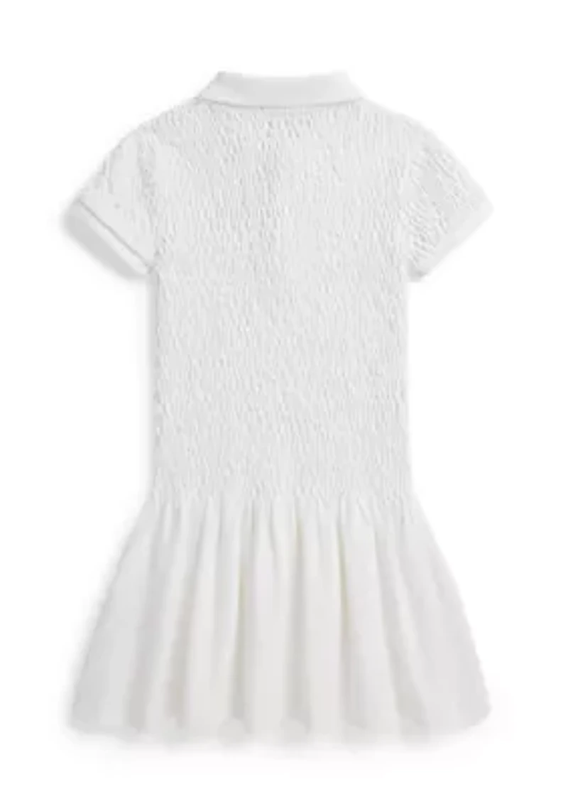 Girls 2-6x Smocked Stretch Mesh Polo Dress