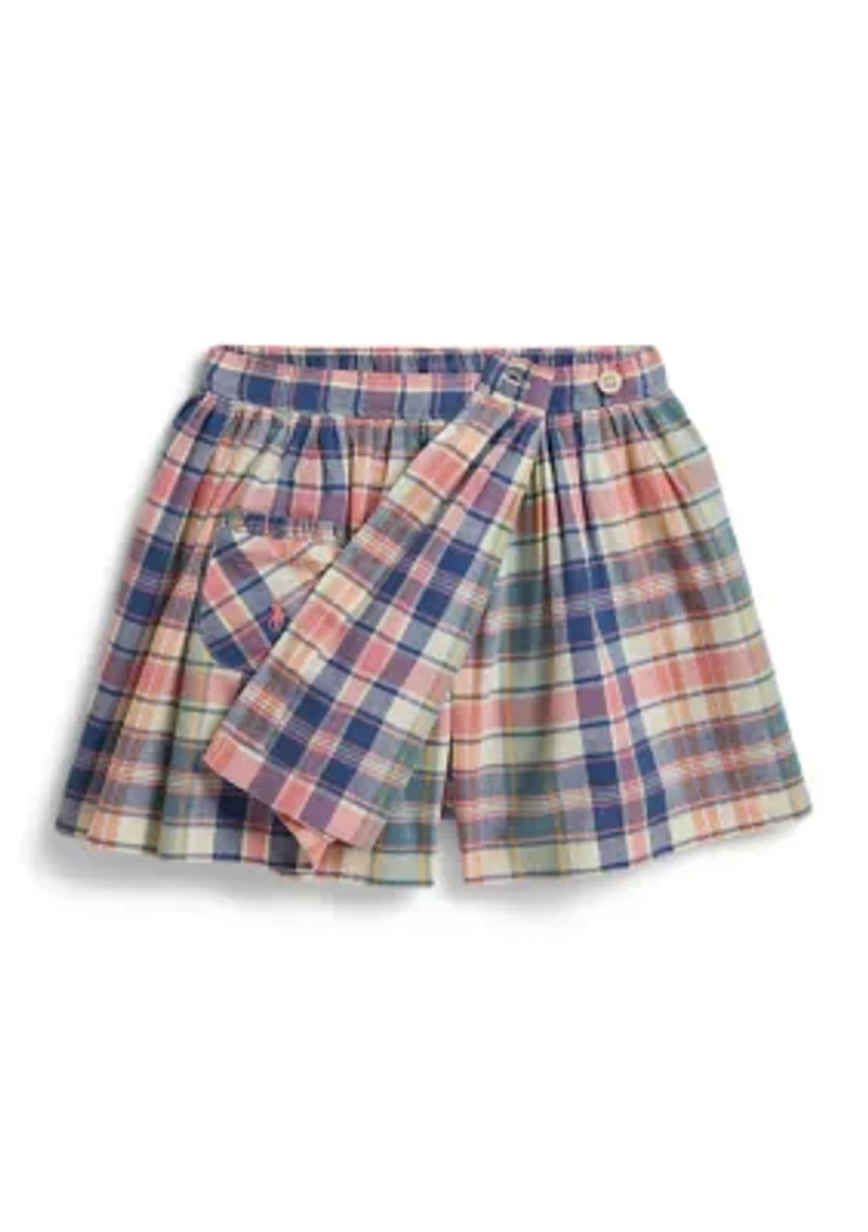 Girls 2-6 Plaid Cotton Wrap Skort