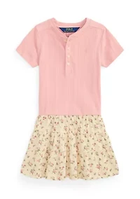 Girls 2-6x Floral-Skirt Pointelle-Knit Cotton Dress